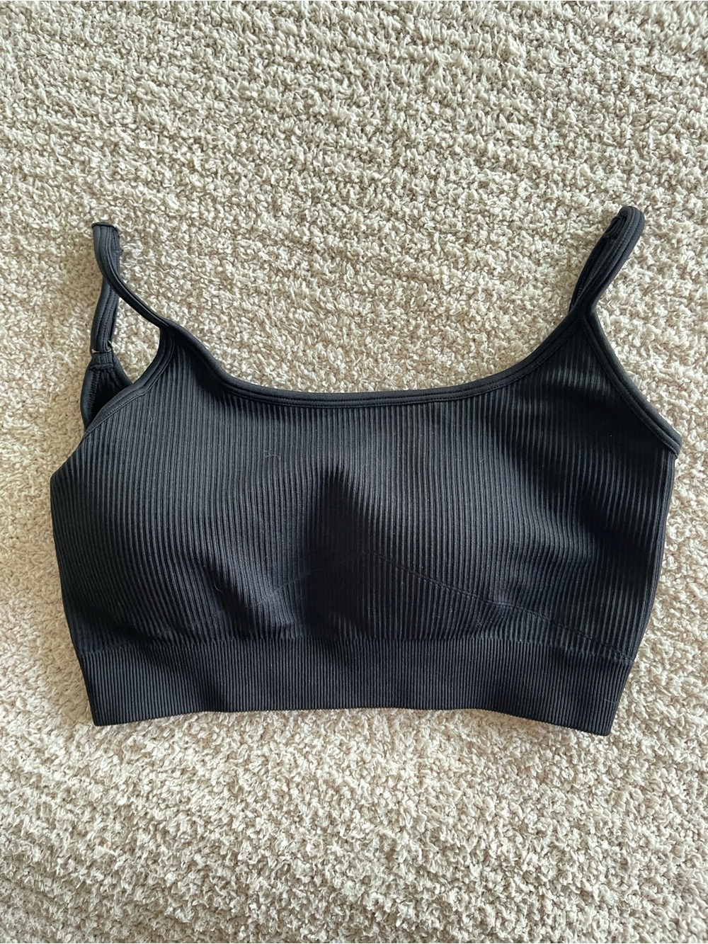 OQQ Black Ribbed Seamless Bralette Crop Top Medium